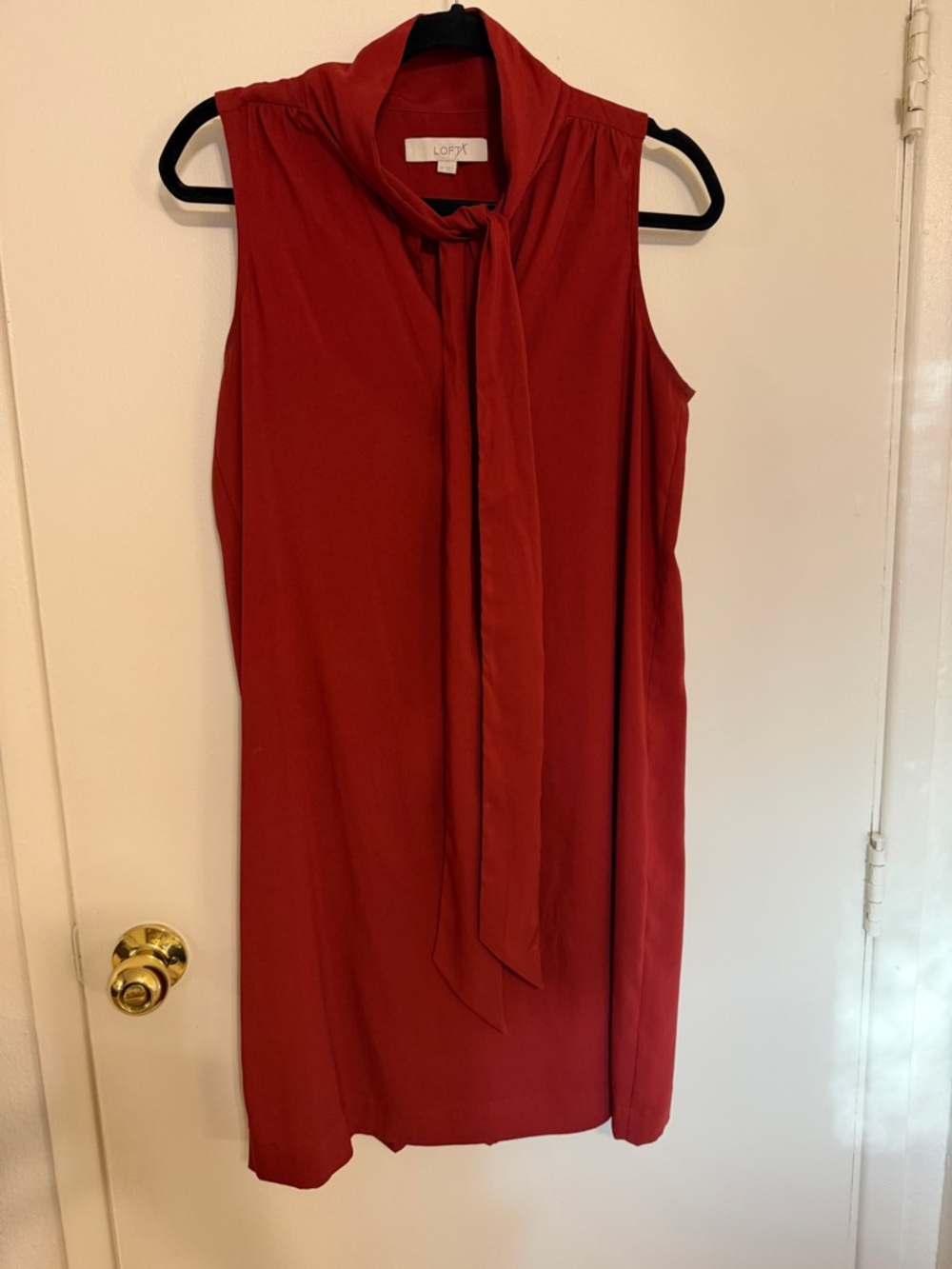 LOFT Sleeveless Tie-Neck Mini Dress in Deep Red